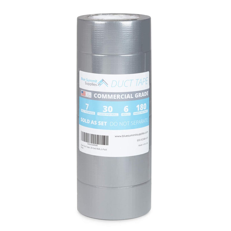 Blue Summit Supplies 6 Pack Duct Tape Multi Pack, Tear by Hand Design, Silver, Strong 7mil Thickness, Commercial Grade Strength, 30 Yard Length, 180 Total Yards Value Pack - Image 2